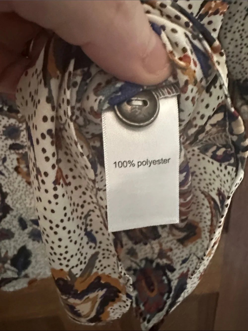 Maurice’s XXL Women's White Floral Blouse with Navy & Mustard Accents - Picture 6 of 6